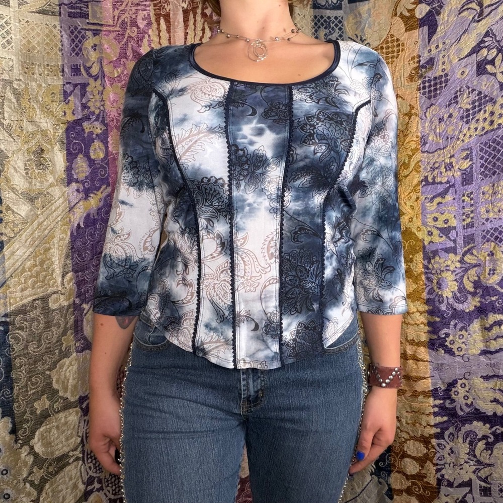 Y2K Fairy Grunge Tie Dye Floral Whimsigoth Women's Top Size M